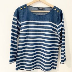The Limited Denim Chambray Blouse blue size Small